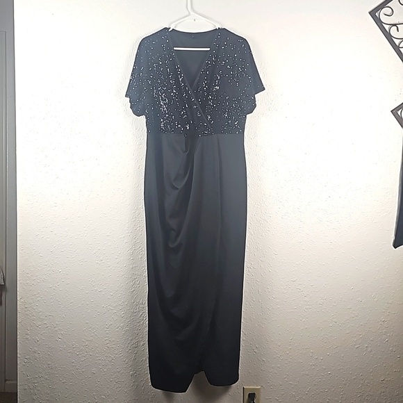 Shein Women's 3XL Black Modely Plus Surplice Neck Conrast Sequin Dress - Picture 2 of 8